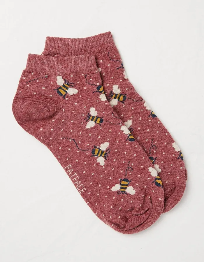 1 Pack Bee Spot Trainer Socks Burgundy Marl Women FatFace Socks Underwear and Tights 1 Pack Bee Spot Trainer Socks Burgundy Marl Women FatFace Socks Underwear and Tights