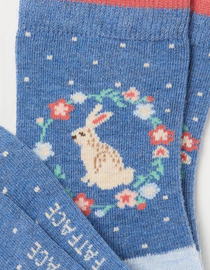 1 Pack Bunny Socks Light Blue Marl GirlsBoys FatFace Socks
