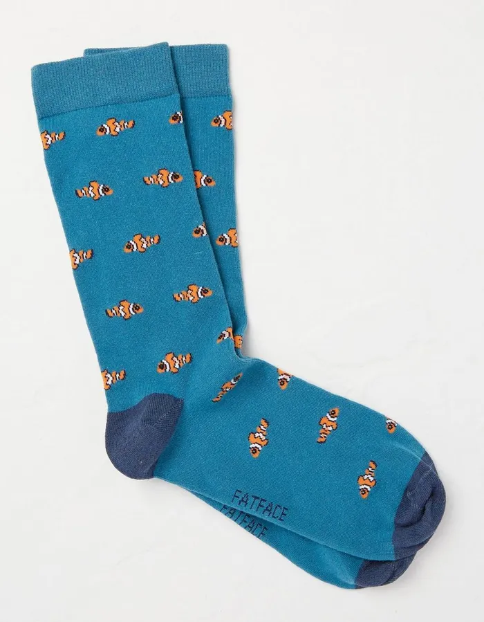 1 Pack Clownfish Socks Teal Green Men FatFace Socks and Underwear