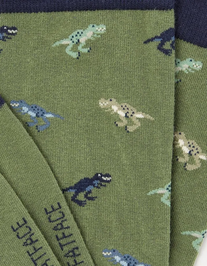 1 Pack Dinosaur Socks Green Men FatFace Socks and Underwear