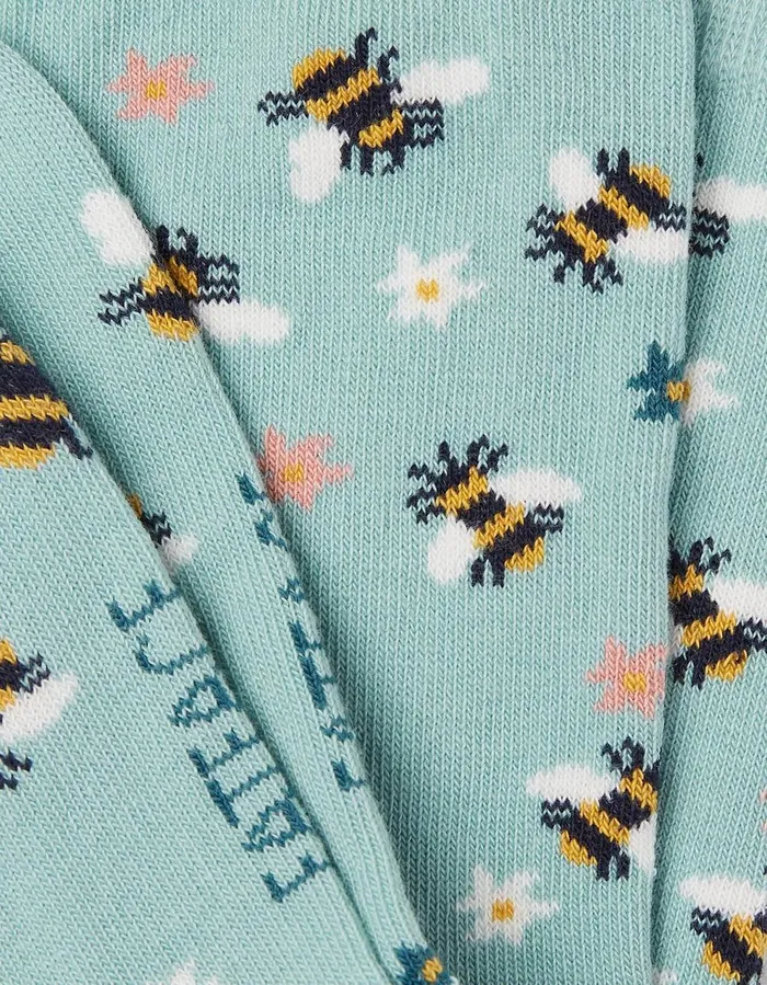 1 Pack Floral Bee Socks Green Haze Women FatFace Socks Underwear and Tights