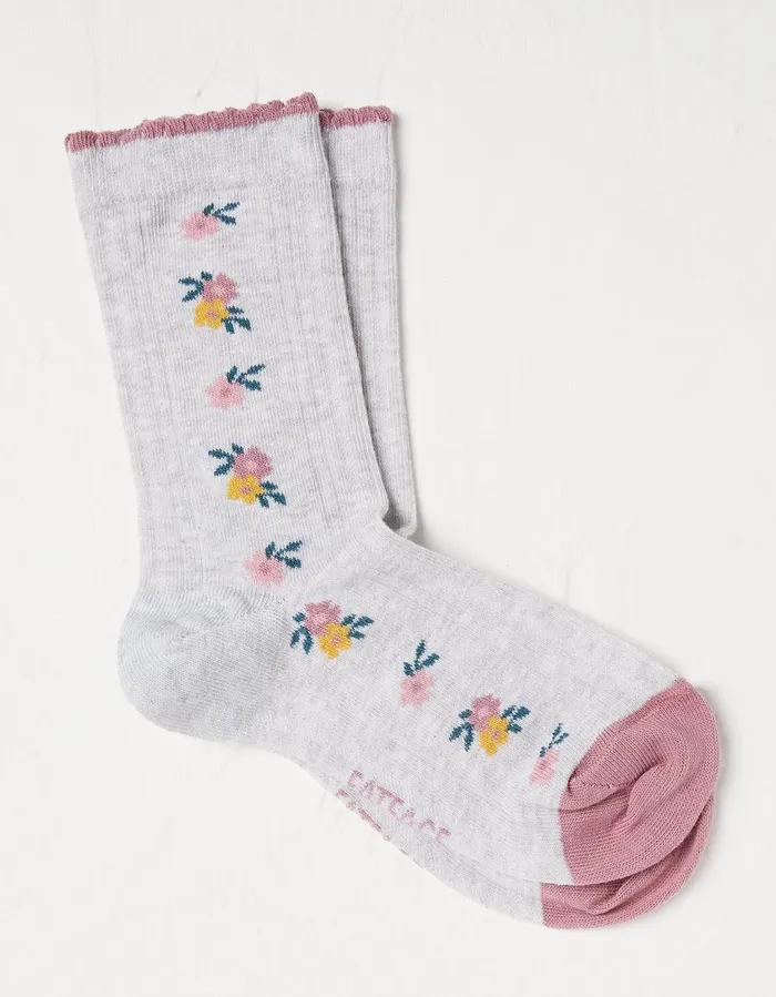 1 Pack Flower Chain Socks Light Grey Marl Women FatFace Socks Underwear and Tights 1 Pack Flower Chain Socks Light Grey Marl Women FatFace Socks Underwear and Tights