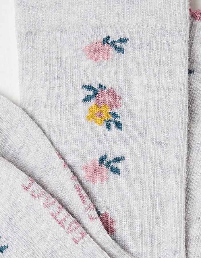 1 Pack Flower Chain Socks Light Grey Marl Women FatFace Socks Underwear and Tights