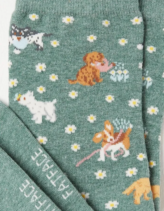1 Pack Garden Dogs Socks Green Marl Women FatFace Socks Underwear and Tights