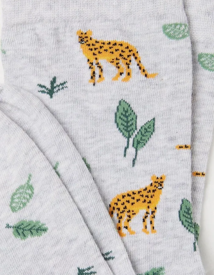 1 Pack Jungle Leopard Socks Grey Marl Women FatFace Socks Underwear and Tights