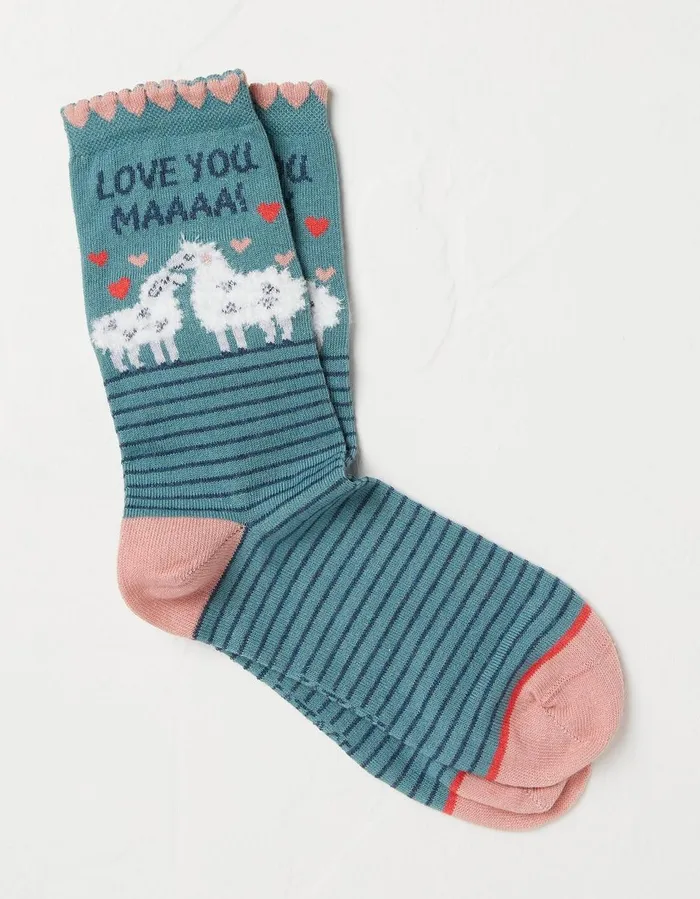 1 Pack Love You Ma Socks Light Teal Green Women FatFace Socks Underwear and Tights 1 Pack Love You Ma Socks Light Teal Green Women FatFace Socks Underwear and Tights