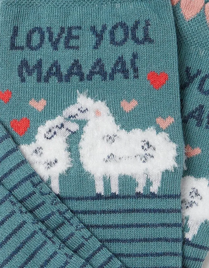 1 Pack Love You Ma Socks Light Teal Green Women FatFace Socks Underwear and Tights