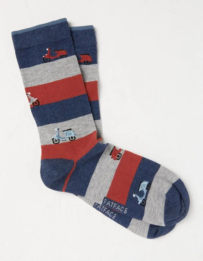 1 Pack Moped Stripe Socks Navy Men FatFace Socks and Underwear