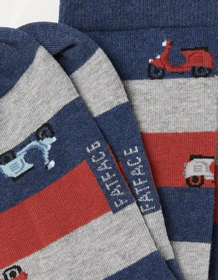 1 Pack Moped Stripe Socks Navy Men FatFace Socks and Underwear