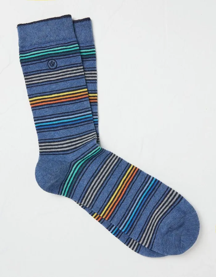 1 Pack Noah Bold Stripe Socks Blue Marl Men FatFace Socks and Underwear