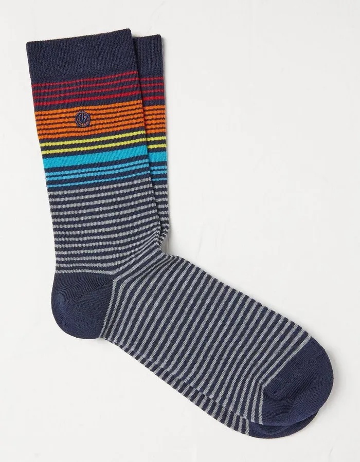 1 Pack Pop Stripe Socks Navy Men FatFace Socks and Underwear