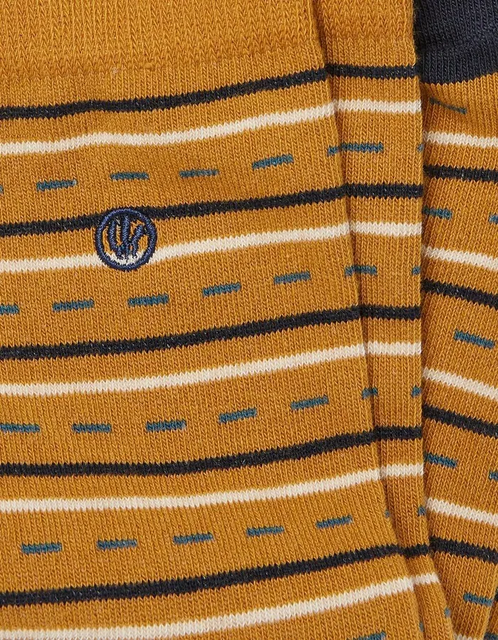 1 Pack Stuart Fine Stripe Socks Mustard Yellow Men FatFace Socks and Underwear