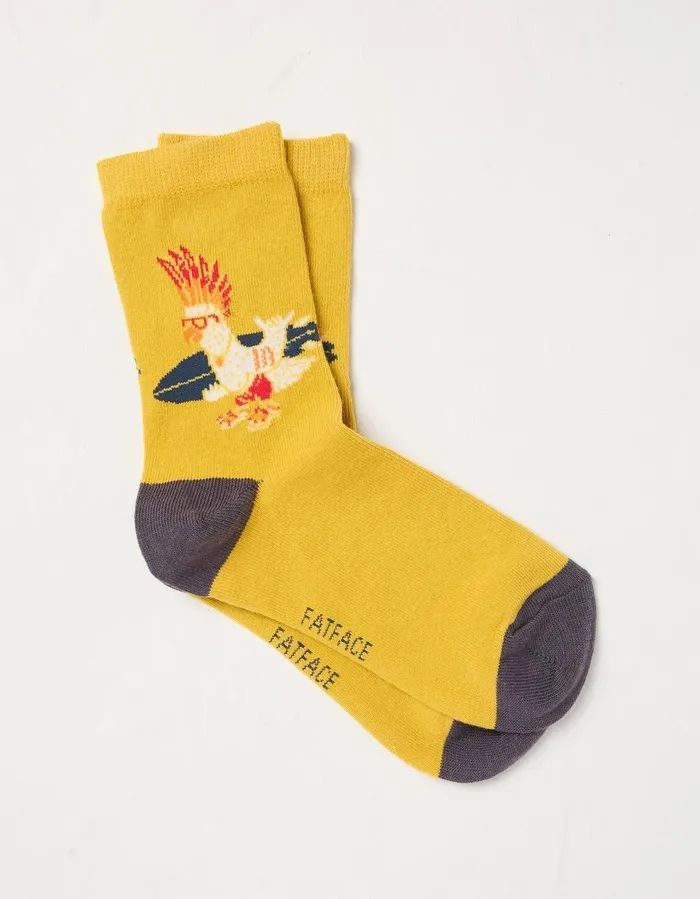 1 Pack Surfing Bird Sock Golden Yellow GirlsBoys FatFace Socks