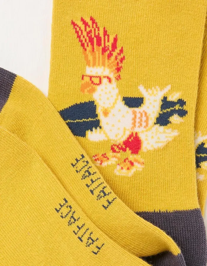 1 Pack Surfing Bird Sock Golden Yellow GirlsBoys FatFace Socks