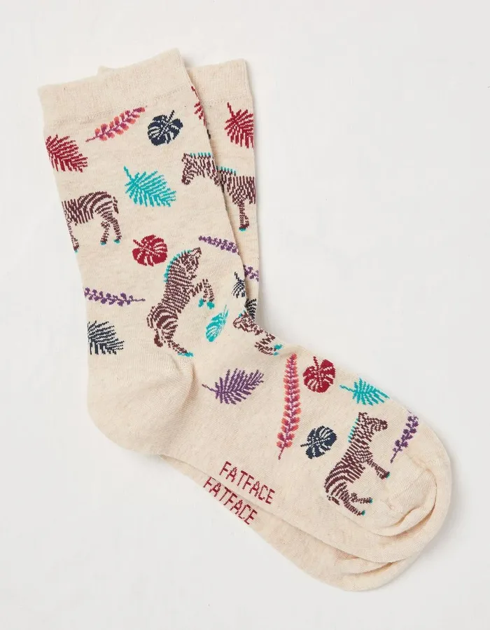 1 Pack Tropical Zebra Socks Oatmeal Women FatFace Socks Underwear and Tights