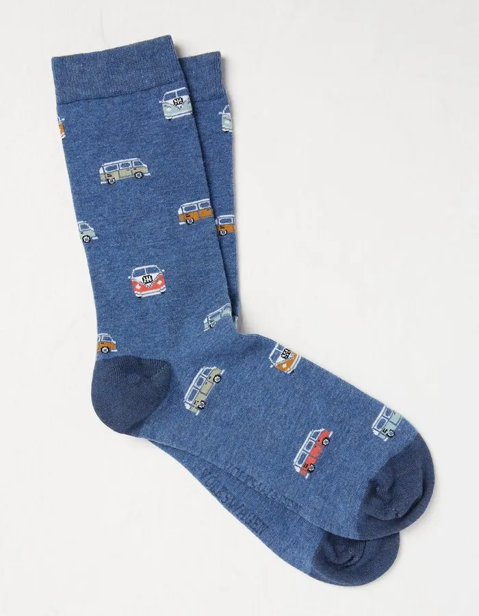 1 Pack Vw Camper Socks Navy Men FatFace Socks and Underwear