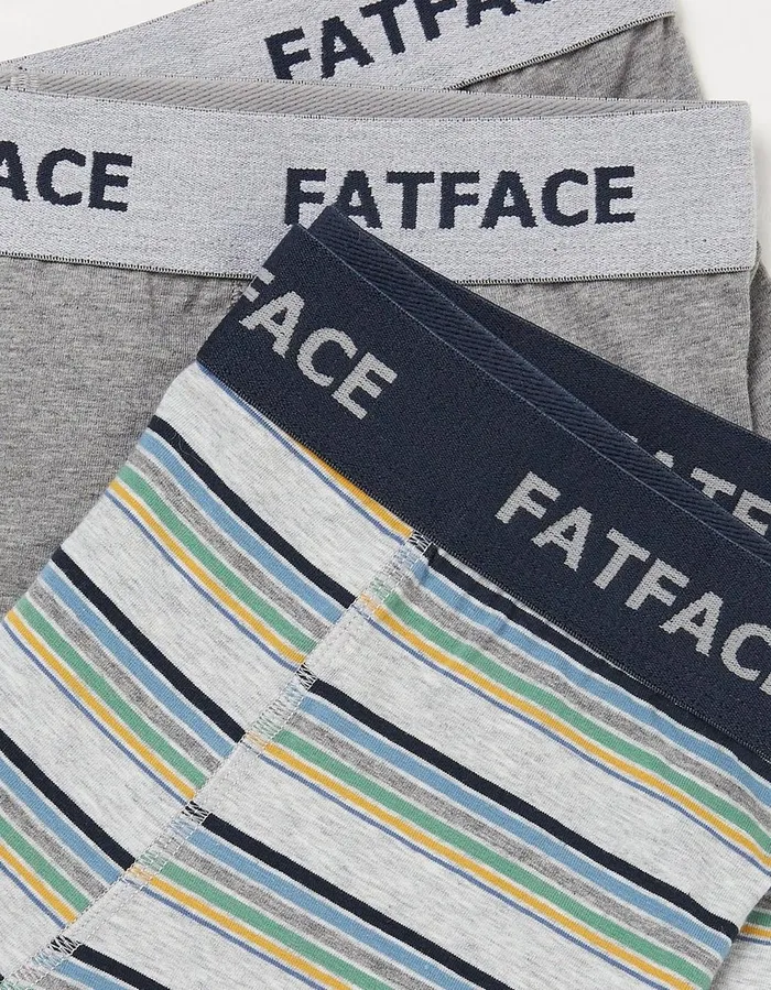 2 Pack Eype Stripe Boxers Grey Marl Men FatFace Socks and Underwear