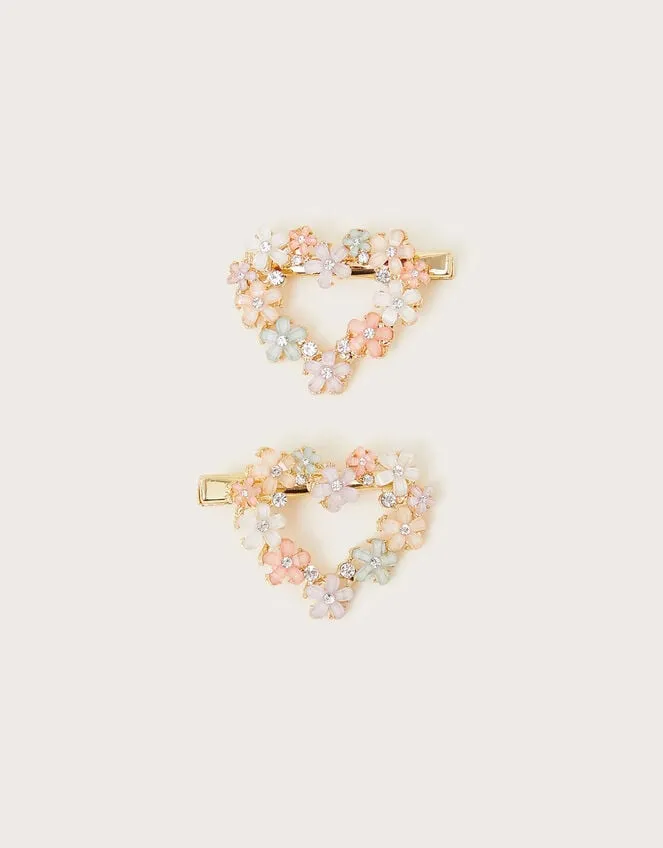 2Pack Gem Heart Clips Children Monsoon Girls039 Hair Accessories
