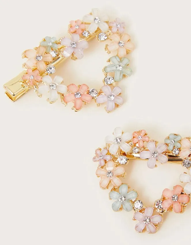 2Pack Gem Heart Clips Children Monsoon Girls039 Hair Accessories