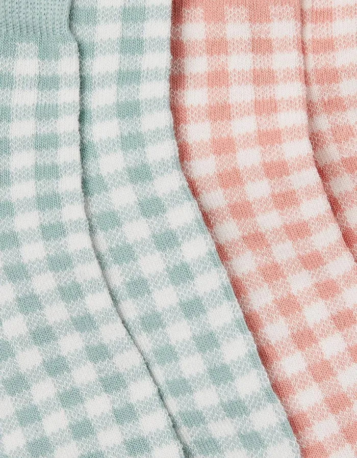 2 Pack Gingham Ankle Socks Multi GirlsBoys FatFace Socks