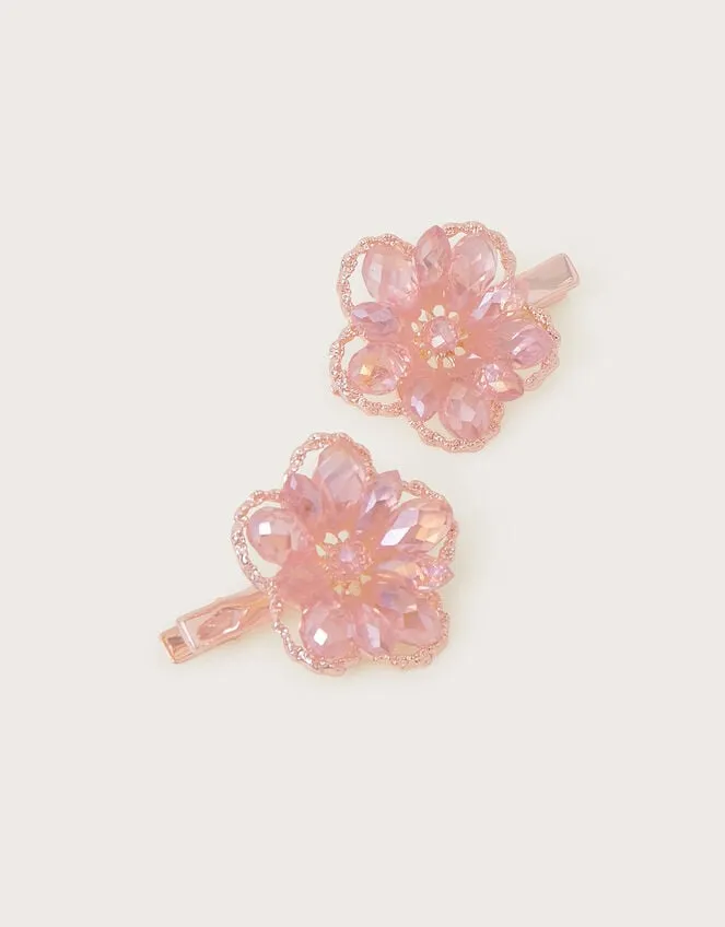2Pack Jewel Encrusted Flower Clips Children Monsoon Girls039 Hair Accessories