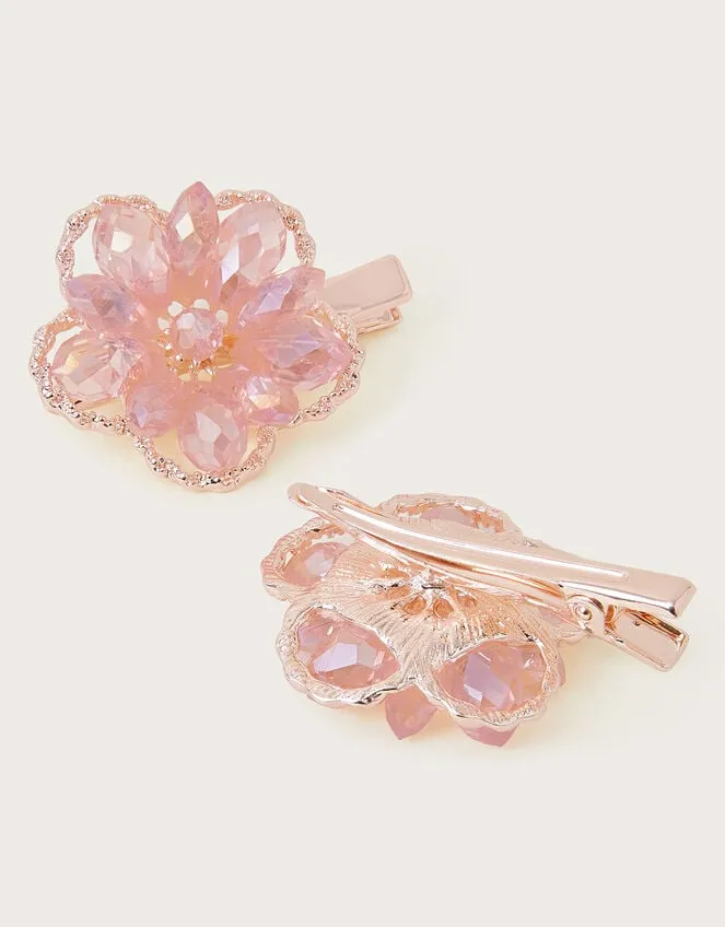2Pack Jewel Encrusted Flower Clips Children Monsoon Girls039 Hair Accessories