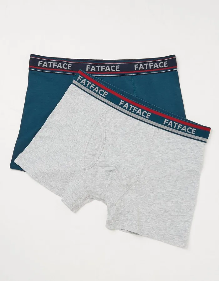 2 Pack Plain Boxers Teal Green Men FatFace Socks and Underwear