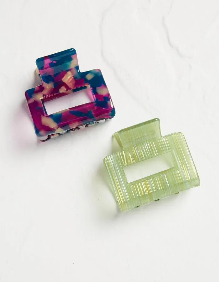 2 Pack Resin Claw Clip Multi Women FatFace Hair Accessories
