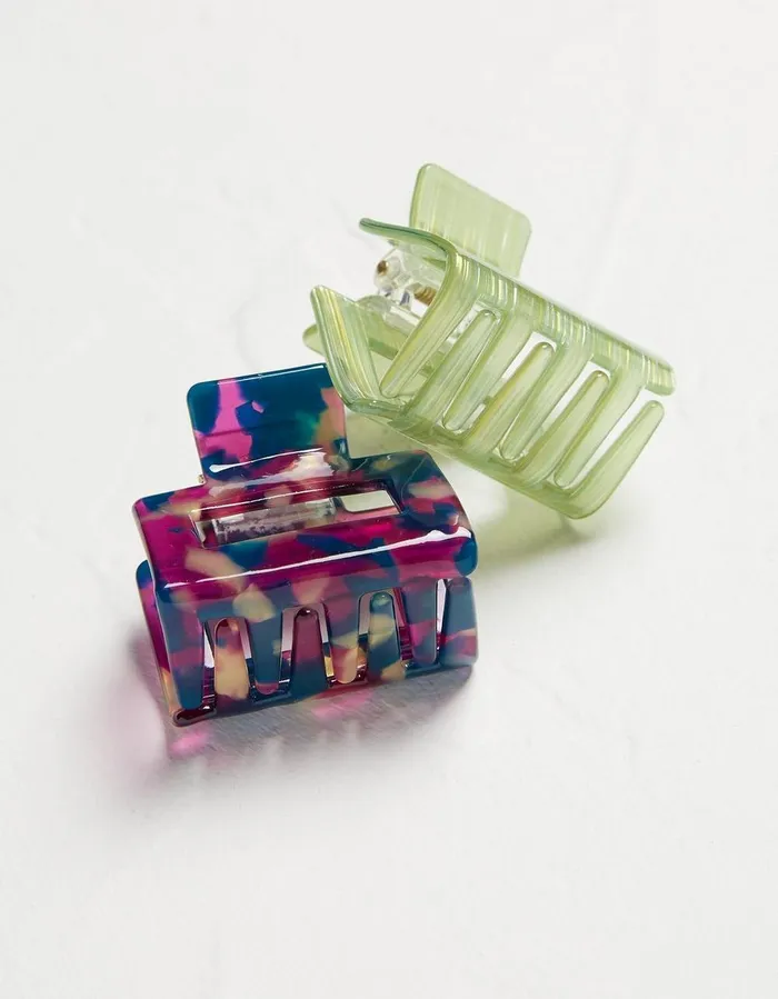 2 Pack Resin Claw Clip Multi Women FatFace Hair Accessories