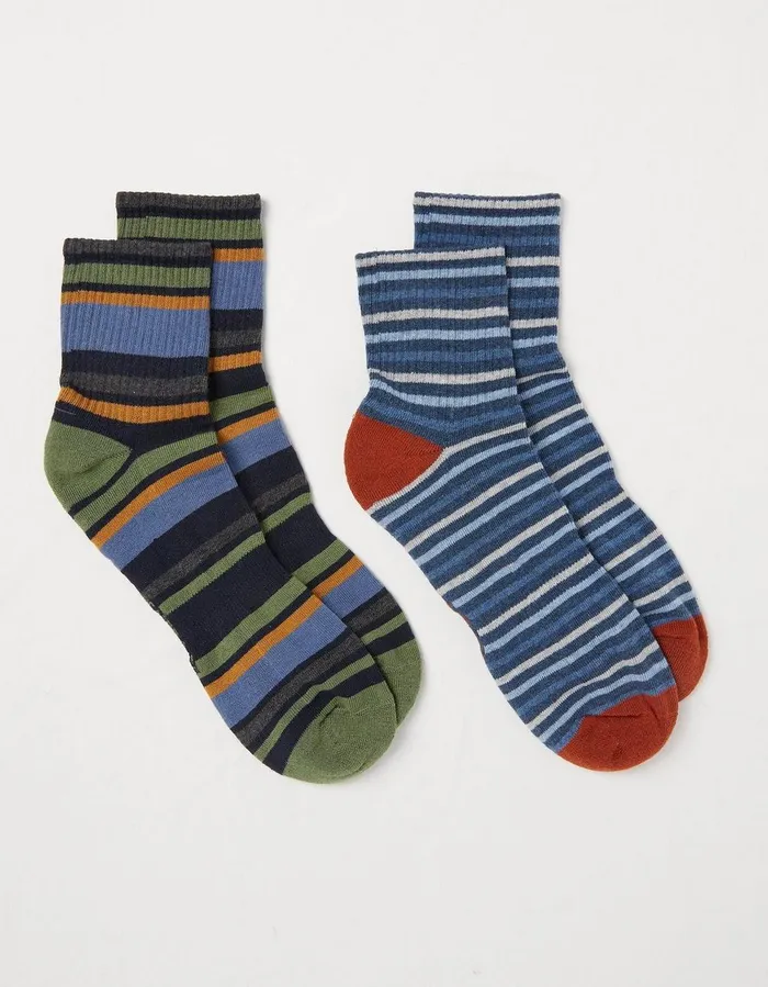2 Pack Short Outdoor Socks Light Grey Marl Men FatFace Socks and Underwear