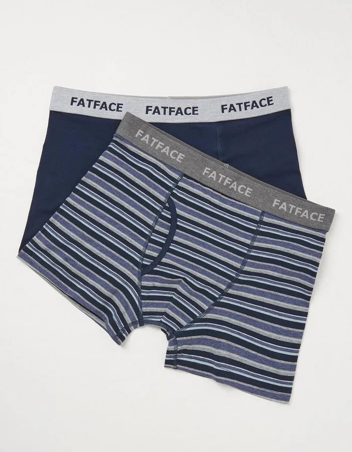 2 Pack West Bay Stripe Boxers Navy Men FatFace Socks and Underwear