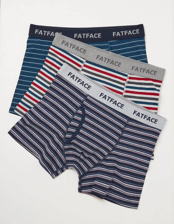 3 Pack Chesil Stripe Boxers Navy Men FatFace Socks and Underwear