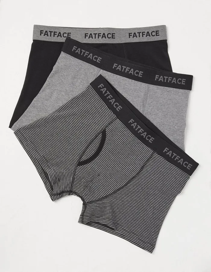 3 Pack Classic Stripe Boxers Charcoal Marl Men FatFace Socks and Underwear