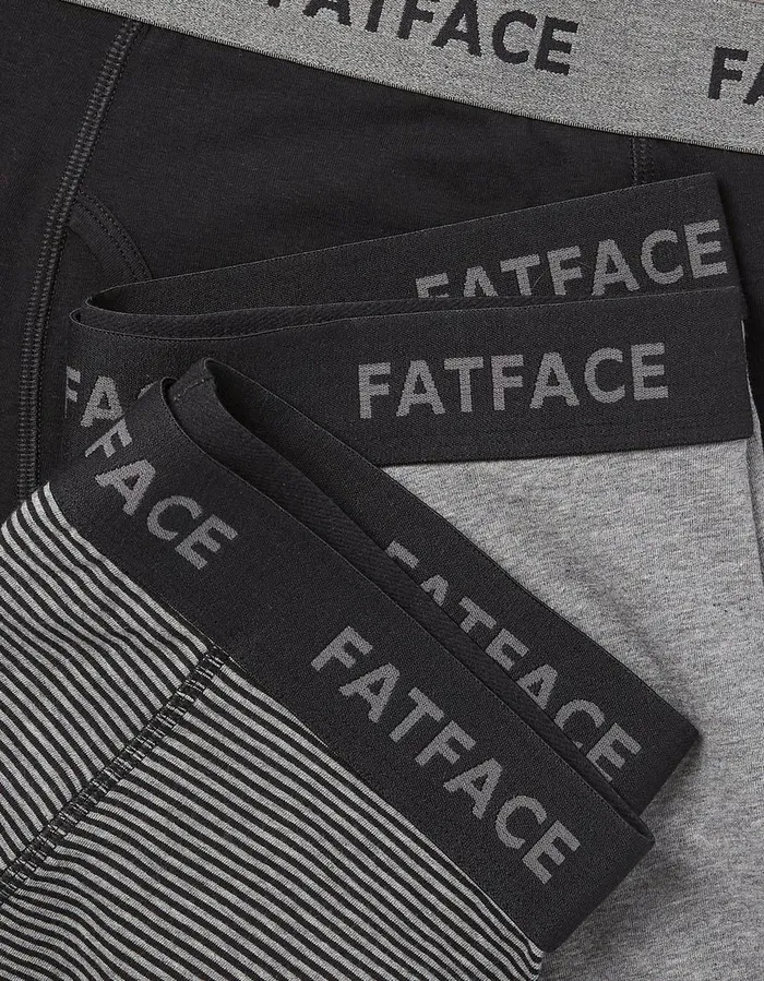 3 Pack Classic Stripe Boxers Charcoal Marl Men FatFace Socks and Underwear