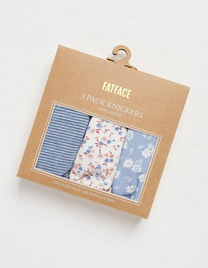 3 Pack Floral Mini Knickers Multi Women FatFace Socks Underwear and Tights
