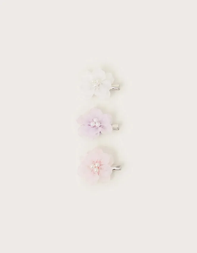 3Pack Frosted Flower Clips Children Monsoon Girls039 Hair Accessories