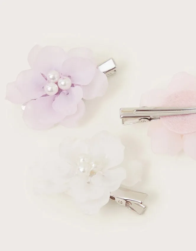 3Pack Frosted Flower Clips Children Monsoon Girls039 Hair Accessories