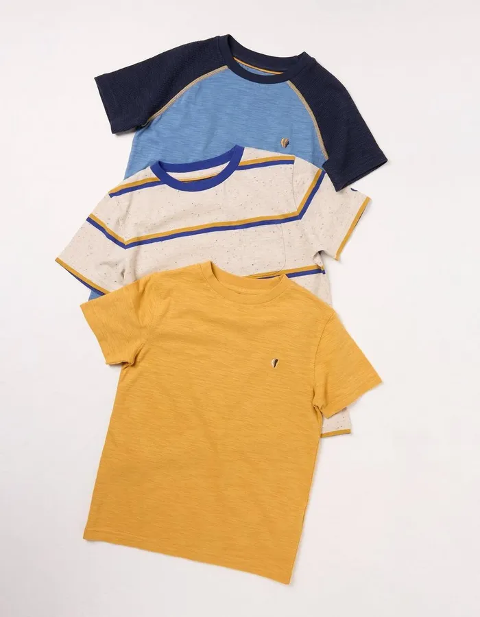 3 Pack Mixed TShirt Golden Yellow Boys FatFace TShirts and Polos