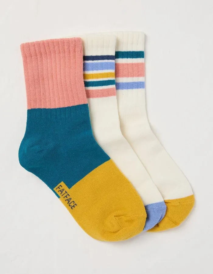 3 Pack Sport Socks Multi GirlsBoys FatFace Socks