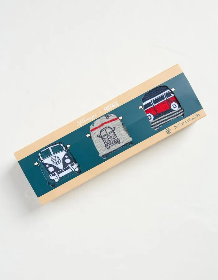 3 Pack VW Camper Socks Multi Men FatFace Socks and Underwear