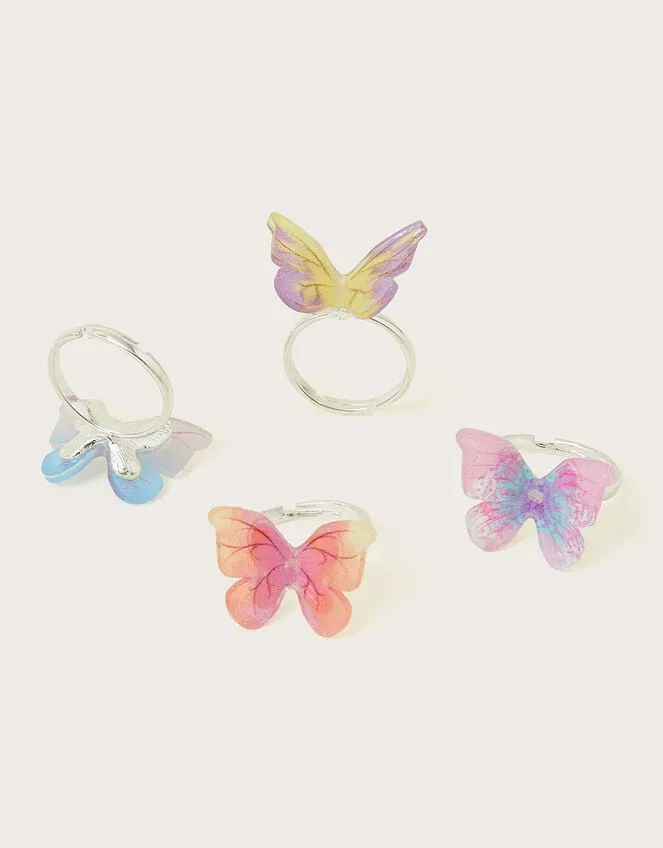 4Pack Rainbow Butterfly Rings Children Monsoon Girls039 Jewellery