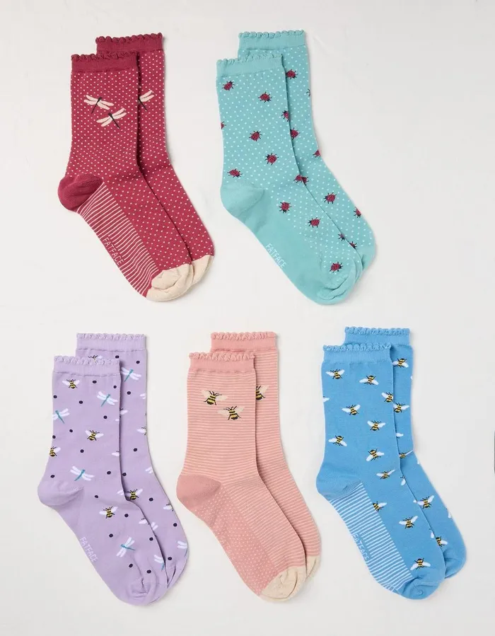 5 Pack Insect Socks Multi Women FatFace Socks Underwear and Tights