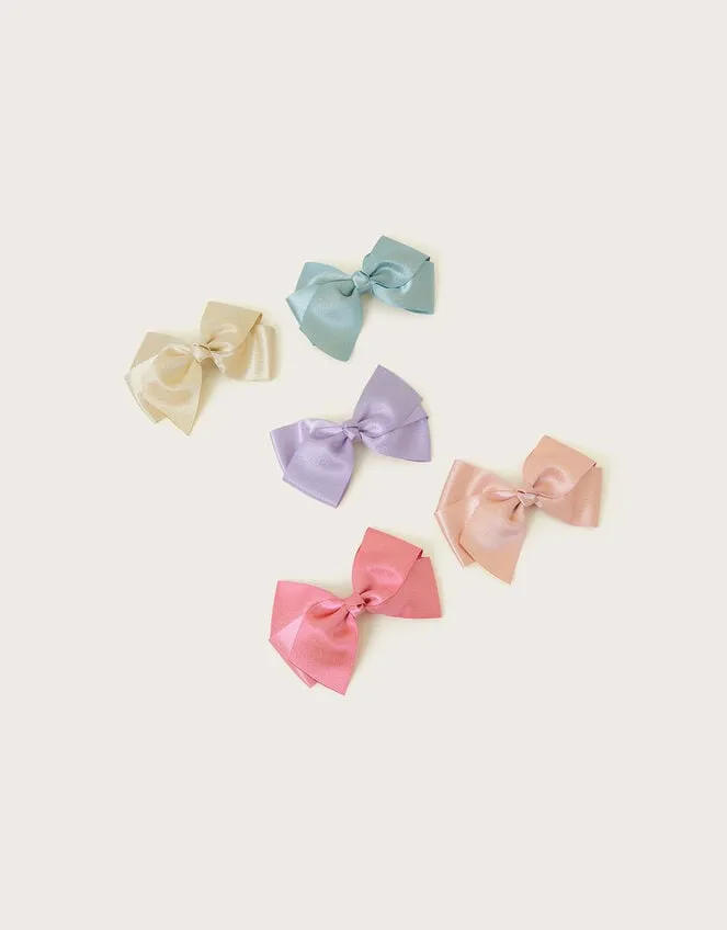 5Pack Large Shimmer Bow Clips Children Monsoon Girls039 Hair Accessories