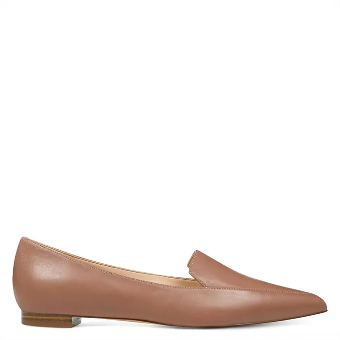 Abay Smoking Flats Barely Nude Leather Women Nine West Flats and Loafers