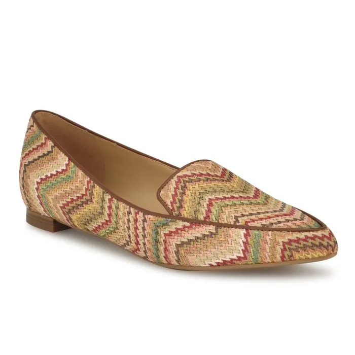 Abay Smoking Flats Multi Raffia Women Nine West Flats and Loafers