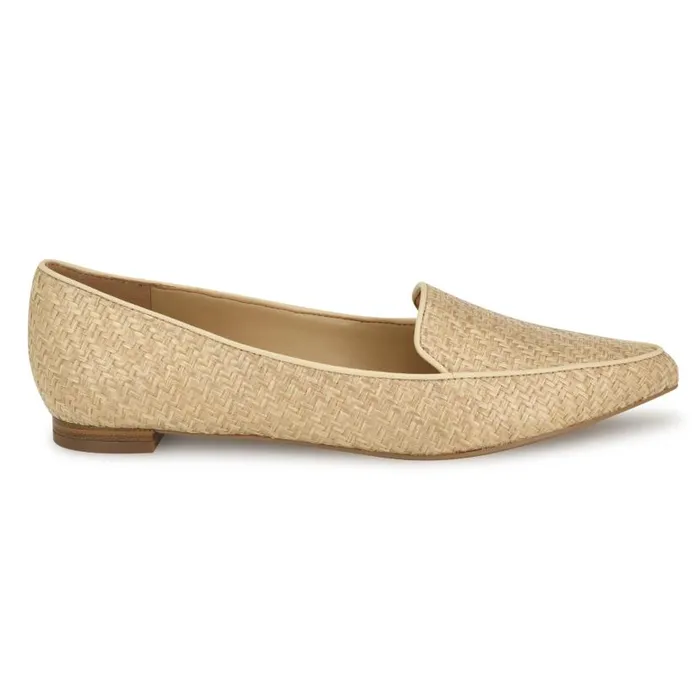 Abay Smoking Flats Natural Raffia Women Nine West Flats and Loafers