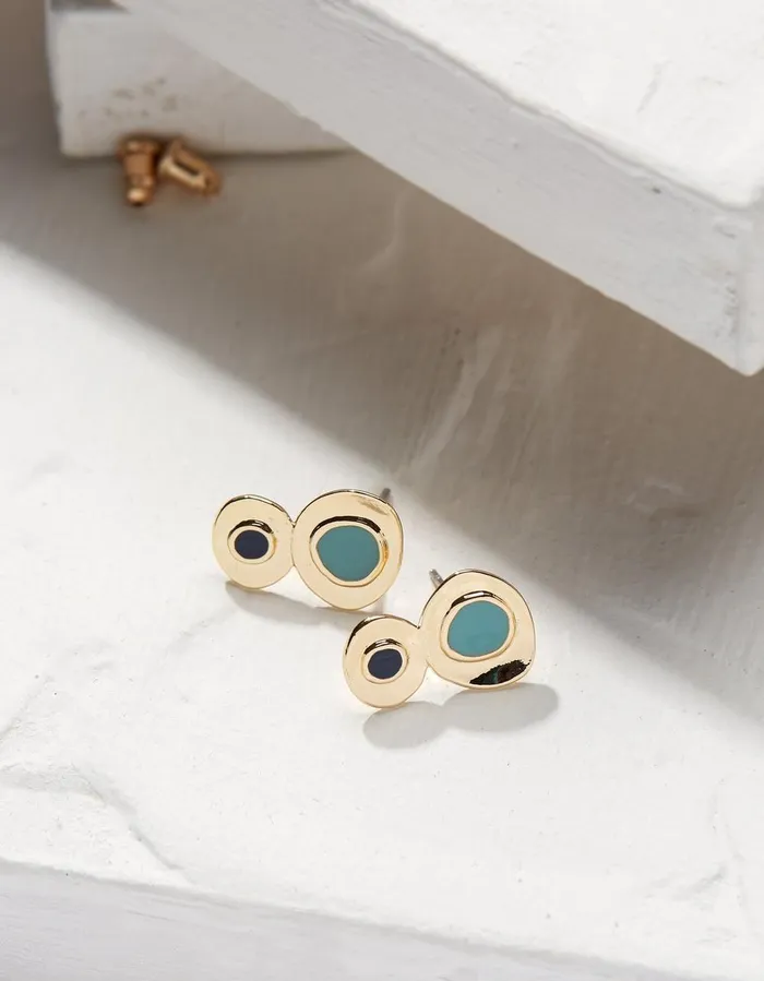 Abstract Enamel Earrings Gold Women FatFace Jewellery