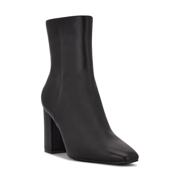 Adea Heeled Booties Black Leather Women Nine West Boots and Booties