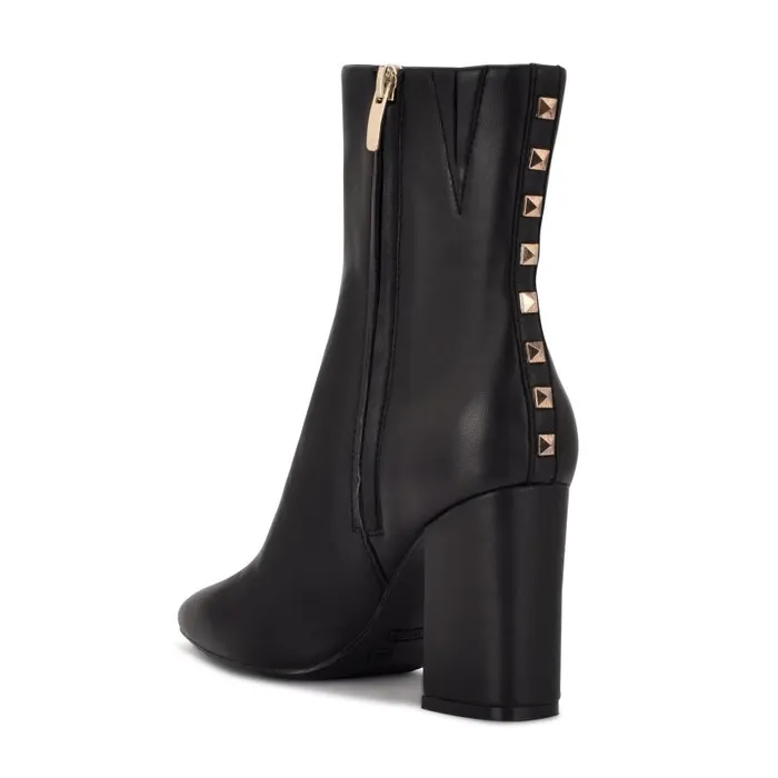 Adea Heeled Booties Black Leather Women Nine West Boots and Booties