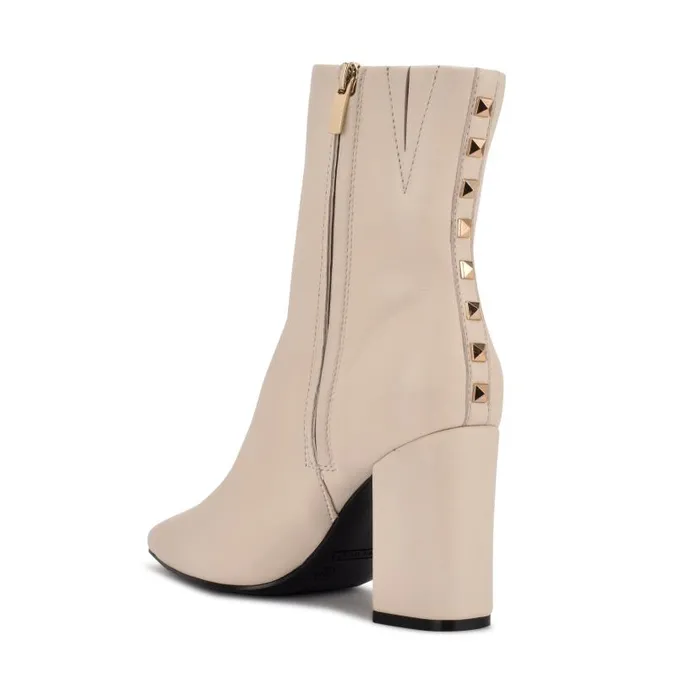 Adea Heeled Booties Chic Cream Leather Women Nine West Heels